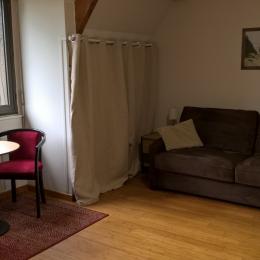 Le séjour avec canapé-lit replié - Location de vacances - Équemauville