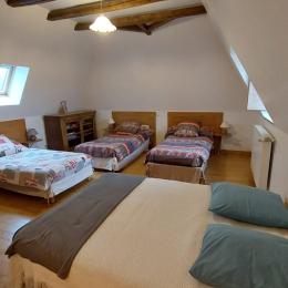 Chambre avec 3 lits simples + possibilité canapé clic clac et salle d'eau privative - Location de vacances - Arpajon-sur-Cère
