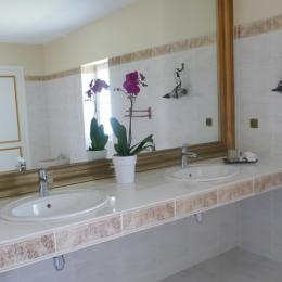 Salle de bain avec baignoire et douche - Chambre d'hôtes - Mortagne-sur-Gironde