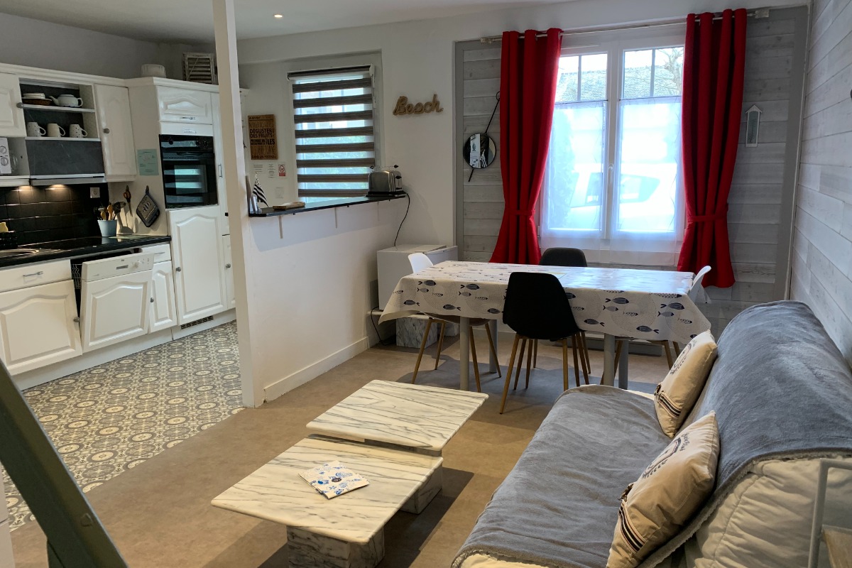 cuisine salon séjour - Location de vacances - Trégastel