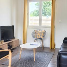 Salon canapé et fauteuil +Tv  - Location de vacances - Landunvez