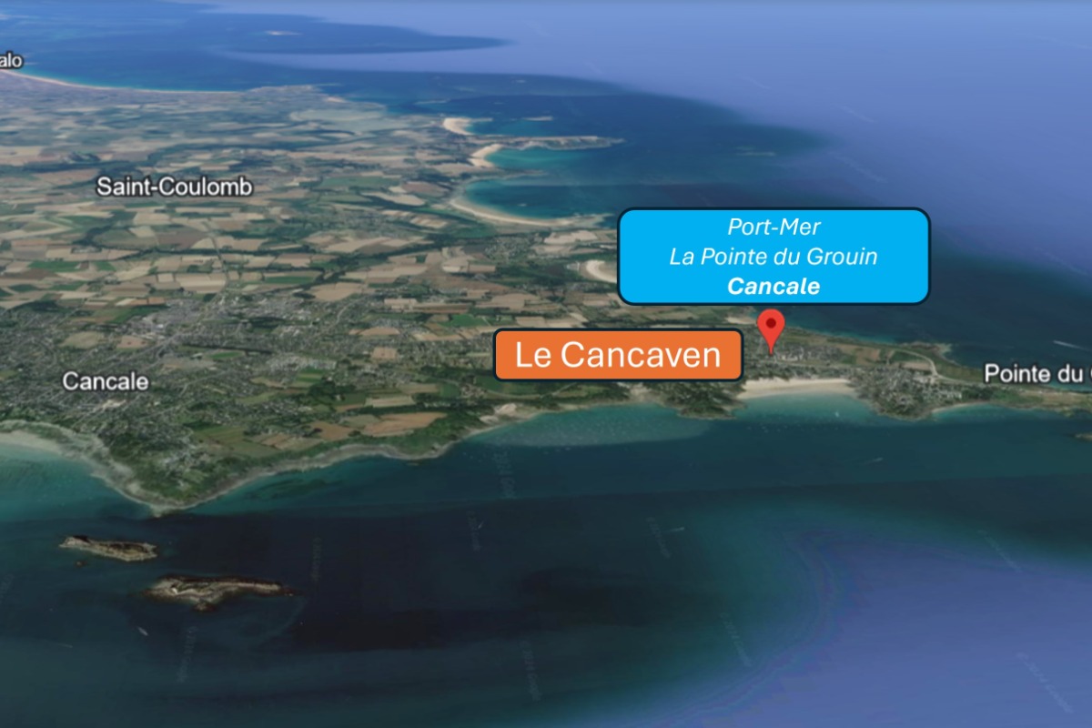 Plan de situation  : appartement Le Cancaven, entre Cancale et Saint-Malo  - Location de vacances - Cancale