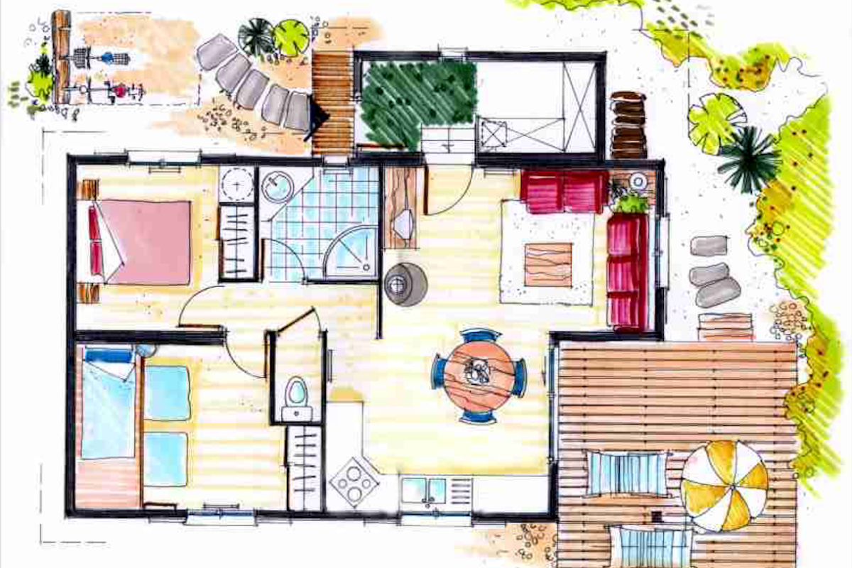 Chalet N°6 - Plan intérieur - Location de vacances - Bonlieu