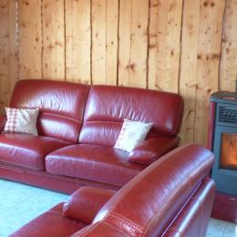 coin salon avec 2 spacieux canapés cuir - Location de vacances - Coteaux du Lizon