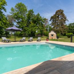 Grande piscine chauffée de 10 m X 5 m (profondeur 1,50 m)
Grand espace détente , bains de soleil, parc boisé - Location de vacances - La Châtelaine