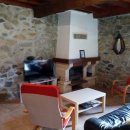 le coin salon avec cheminée foyer fermé - Location de vacances - Arcizans-Dessus