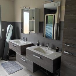 Salle de bain avec douche et baignoire - Maison Gite Le Bressaud à La Bresse - Location de vacances - La Bresse