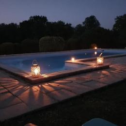 La piscine de nuit - Chambre d'hôtes - Rieucros